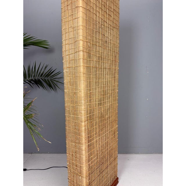 Mid-Century Fiberglass, Braided Rope and Wood Floor Lamp, France, 1970s For Sale - Image 3 of 18