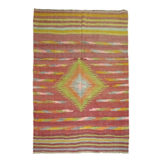 Early 21st Century Turkish Kilim Area Size Flat Weave Rug - 5'7" x 7'10" For Sale