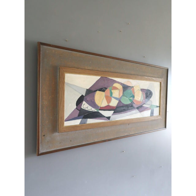 Mid 20th Century 1950 Mid-Century Modern 'Geometric Harvest' Swedish Geometric Abstract Still Life Oil Painting, Framed For Sale - Image 5 of 12