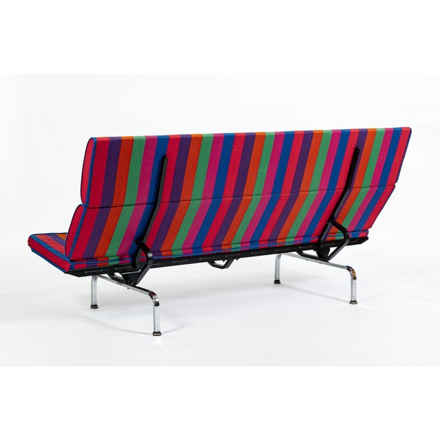 Metal Mid Century Sofa Compact Eames for Herman Miller, Alexander Girard Striped Fabric, 1970s For Sale - Image 7 of 18
