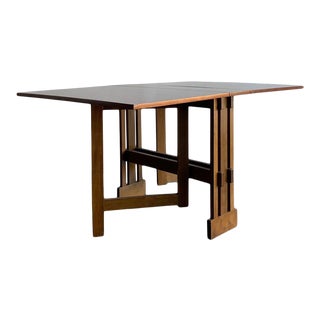 1990s Mid Century Walnut Collapsable Dining Table For Sale