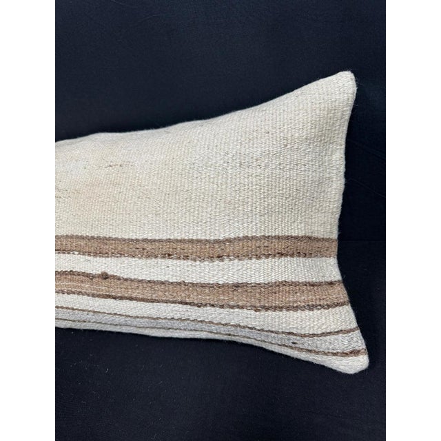 Turkish Hemp Pillow Cushion Natural Beige Brown Cushion Cover 14x40 For Sale - Image 4 of 4