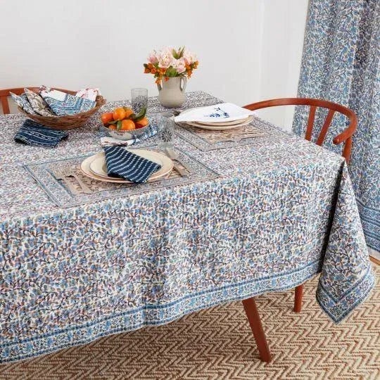 Not Yet Made - Made To Order Aizel 8-Seat Multi/Blue Patchwork Handstitched Tablecloth For Sale - Image 5 of 10