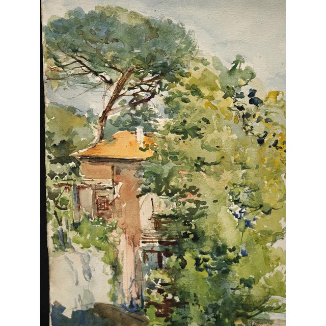 Ugo Matania, Mediterranean Landscape, Original Watercolor For Sale - Image 4 of 12