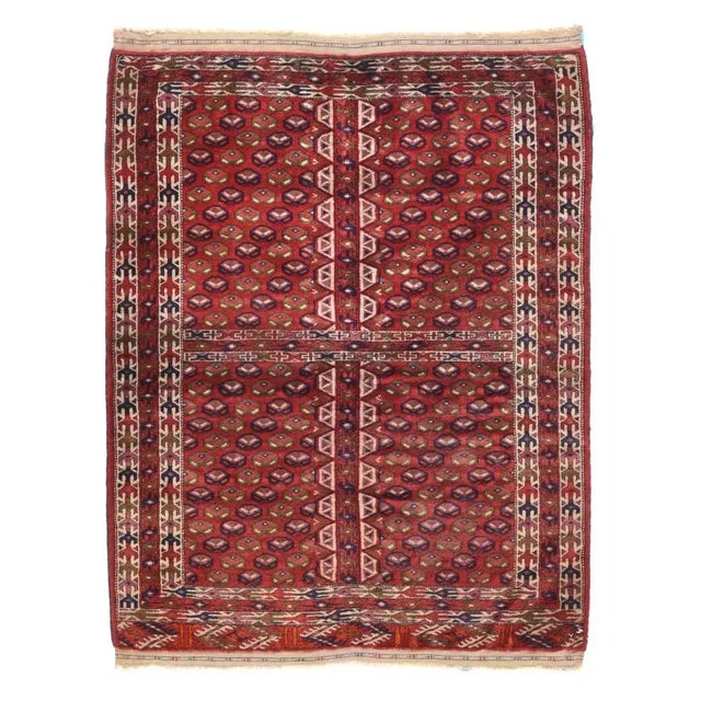 1900 - 1909 1900s Antique Russian Yamud Bokara Rug-3′5″ × 4′2″ For Sale - Image 5 of 5