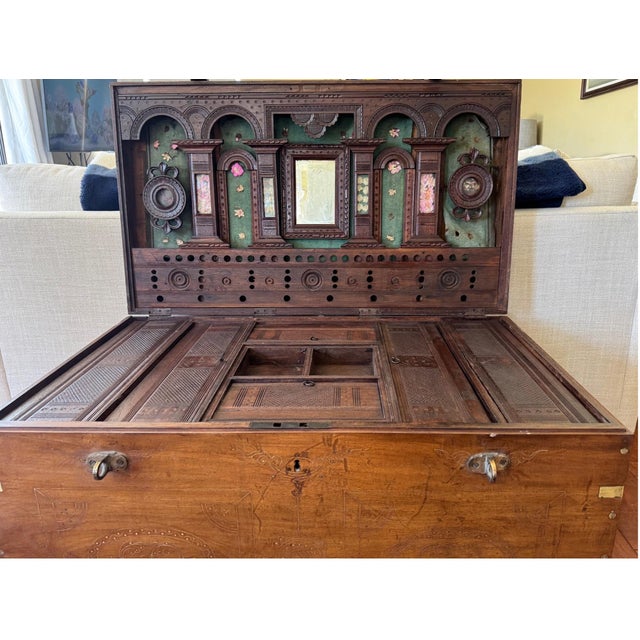 Antique Burmese Mandalay Campaign Secretary Chest For Sale - Image 4 of 5