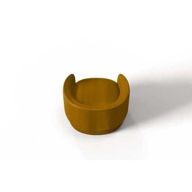 Contemporary Modern Gentle Armchair in Mustard Leather and Metal by Javier Gomez For Sale - Image 3 of 4