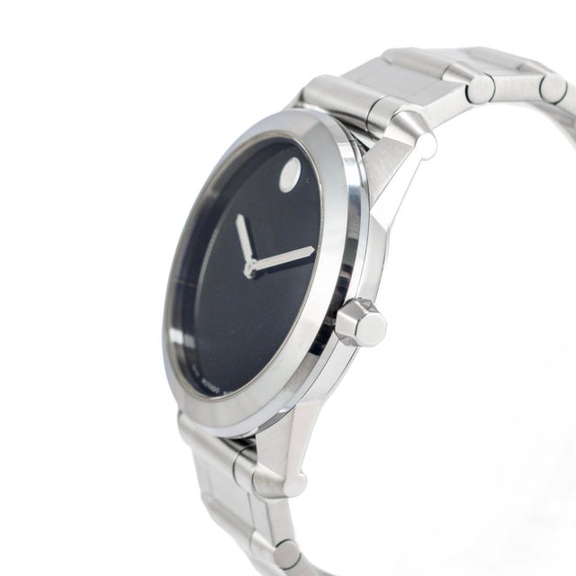 Movado Vizio 34mm 0605808 Black Onyx Stainless Steel Quartz Watch For Sale - Image 4 of 10