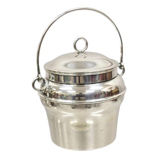 Vintage Fisher K308 Modern Silver Plated Lidded Ice Bucket With Glass Liner For Sale