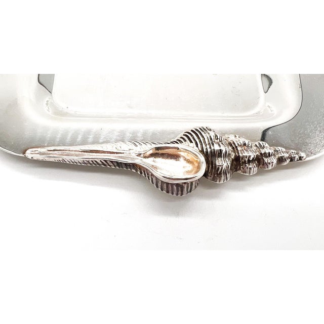 Late 20th Century Vintage Gorham Silverplate Shell Handle Serving Tray — Coastal / Hollywood Regency For Sale - Image 5 of 10