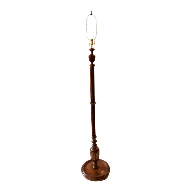 Early 20th Century Carved Wood Floor Lamp, English For Sale