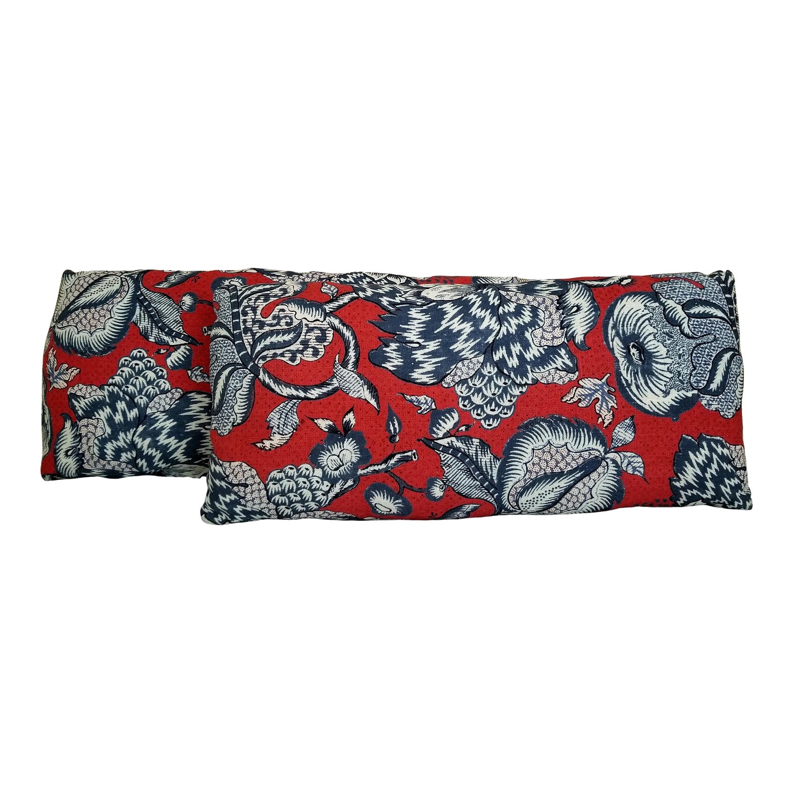 Custom Thibaut Westmont Red, White and Blue Floral Linen Throw Pillows