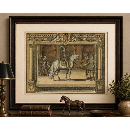 French School Artist, Equestrian Court, 1623, Engraving, Set of 2 For Sale - Image 3 of 10