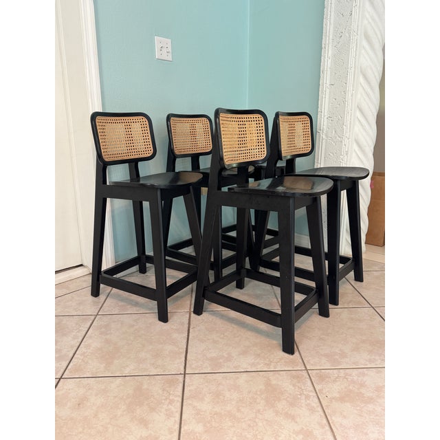 Cane Domino Counter Stool by Podium - Set of 5 For Sale In Miami - Image 6 of 18