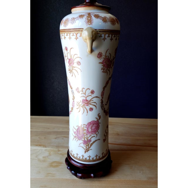 Rare Vintage Chinese Export Famille Rose Lamp - Elephant & Mahout Motif For Sale - Image 9 of 12