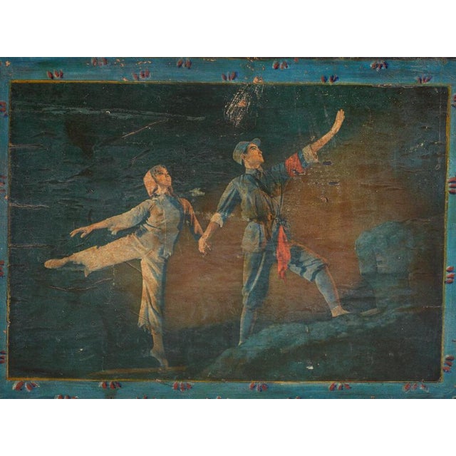 Brown Antique Chinese Painted Trunk For Sale - Image 8 of 12