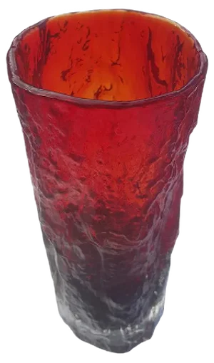 Ice Glass Vase with Red and Black Bark Look