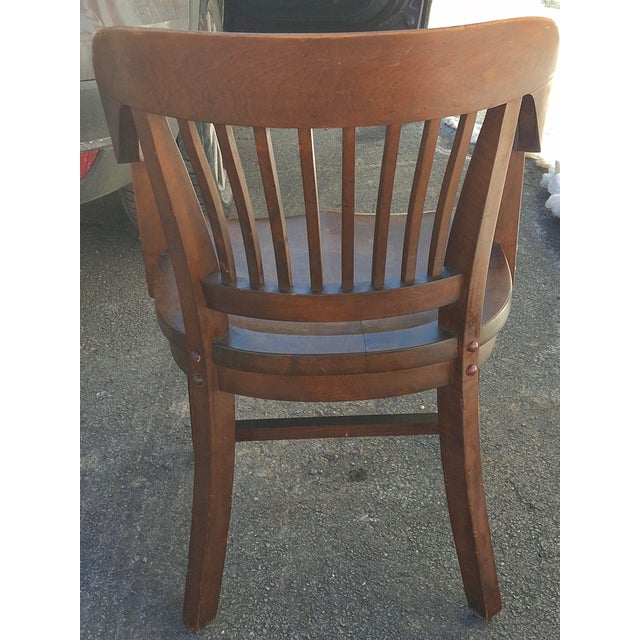 Pair Gunlocke Oak Bankers Armchairs, Early 20th Century, Victorian Design For Sale In Washington DC - Image 6 of 15