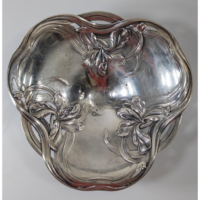 We are selling this beautiful Art Nouveau silver bowl. This bowl has exquisite design with three iris flowers in typical...