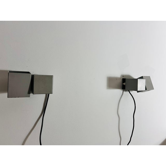 Metal Cubic Wall Lamps attributed to Kaiser Idell / Kaiser Leuchten, Germany, 1970s, Set of 2 For Sale - Image 3 of 13