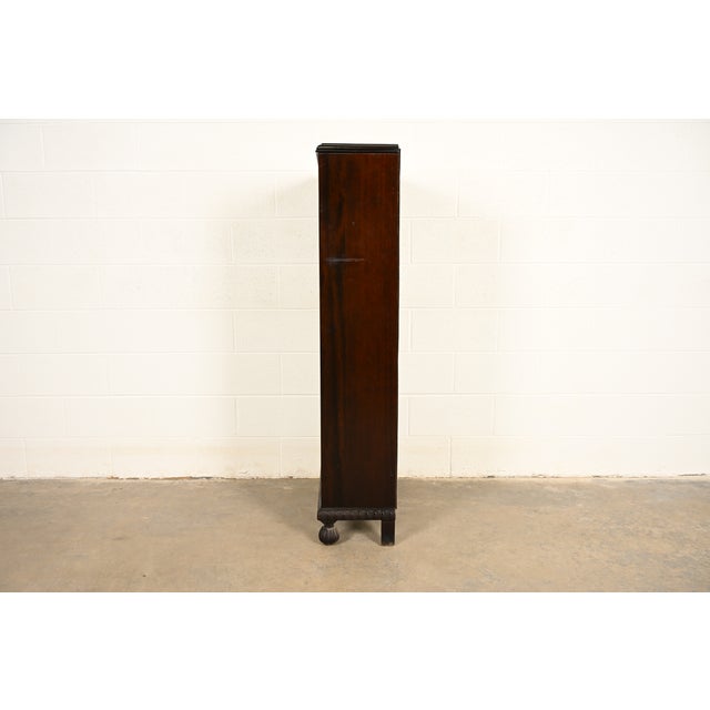 R. J. Horner Style Antique American Empire Carved Mahogany Glass Front Bookcase Cabinet, Circa 1890s For Sale - Image 9 of 11
