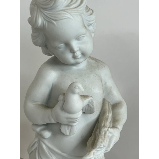 Ceramic Neoclassical Putti Four Season Figures in White Alabaster Finish Setof 4 For Sale - Image 7 of 12
