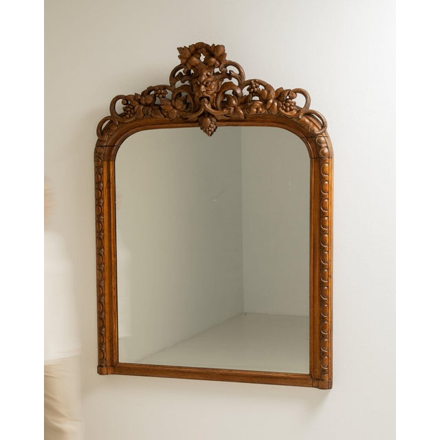 19th Century France Baroque Amber Wood Mirror For Sale - Image 9 of 9