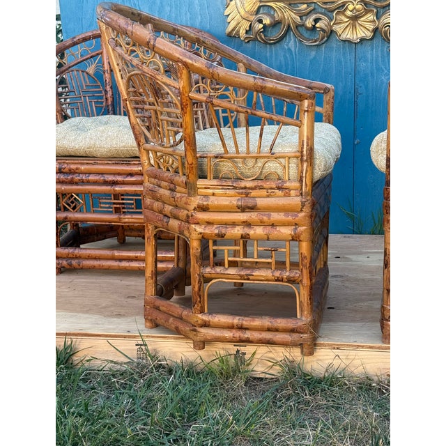 1970s Rare Set of 4 Banboo Chairs For Sale In San Diego - Image 6 of 12