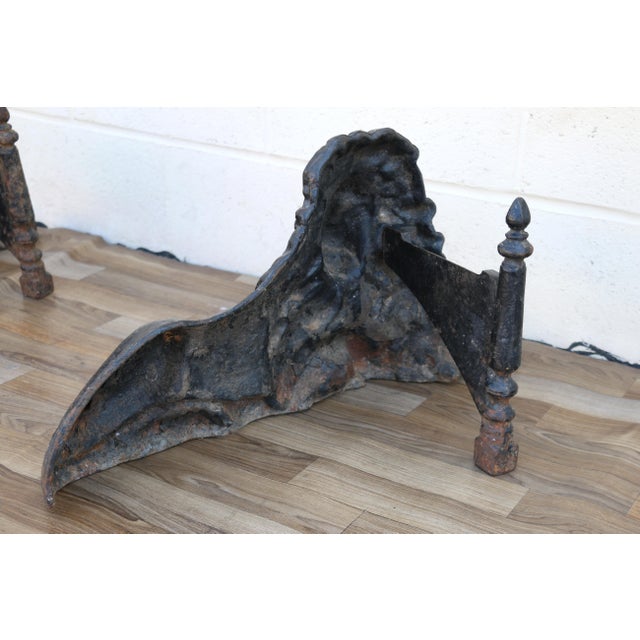 19th Century Antique English Cast Iron Lion Fireplace Andirons | Pair | Victorian Hearth Decor For Sale - Image 15 of 18