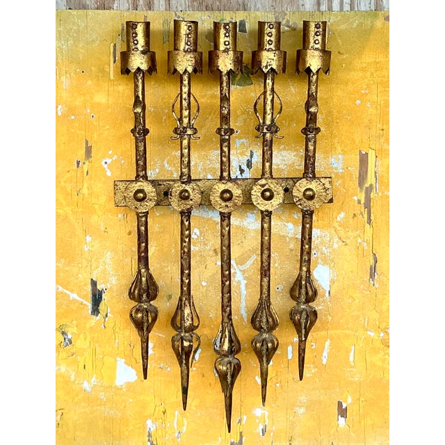 Brutalist Vintage Spanish Brutalist Five Arm Light Sconce For Sale - Image 3 of 5