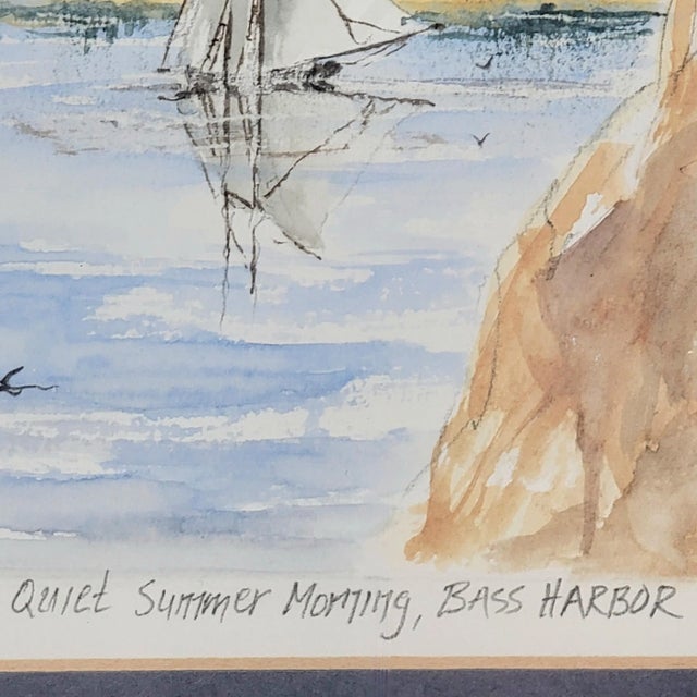 Late 20th Century Framed Ray Prosser "Our Quiet Morning, Bass Harbor Head" Watercolor Painting For Sale - Image 5 of 11