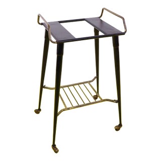 Metal Service Cart with Grille Shelf and Wheels For Sale