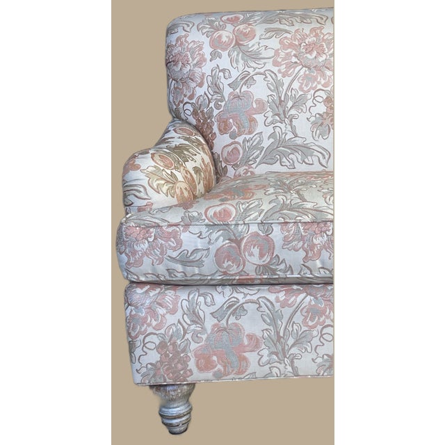 Lounge Chair by Hickory Craft Chair With Orange and Creme Color Damask Fabric For Sale - Image 18 of 18