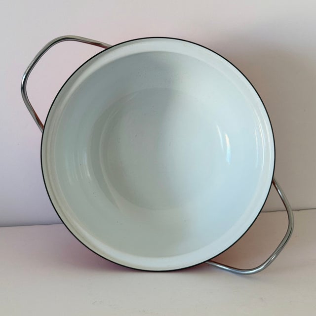 1960s Mid-Century Modern Catherineholm Rune Fence Post Sticks Casserole Dutch Oven W Lid Orange & White For Sale - Image 10 of 13