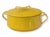 Dansk Kobenstyle yellow enamel pot with lid, featuring a rounded midcentury form and integrated side handles. Designed...