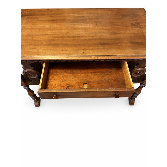 Early 20th Century Maddox Jacobean Revival Wooden Library Table Writing Desk For Sale - Image 9 of 9