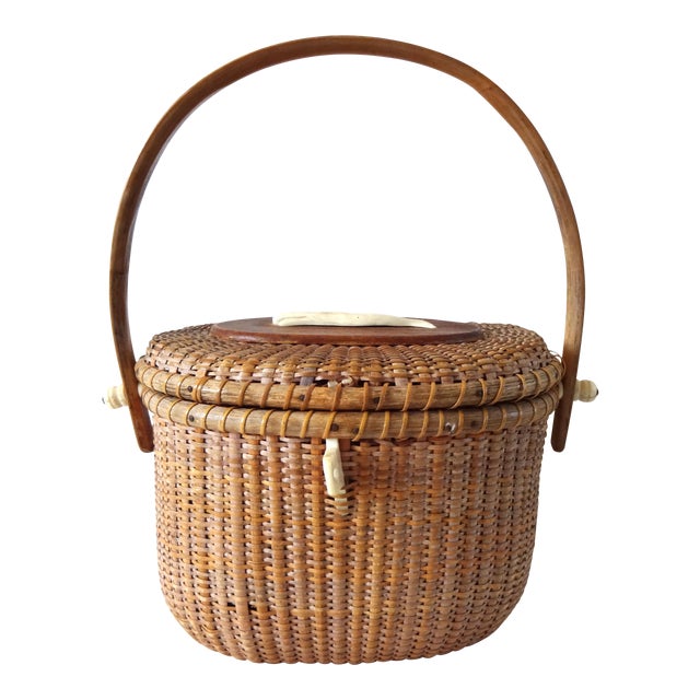 1960s Nantucket Basket With Whale Carving Chairish
