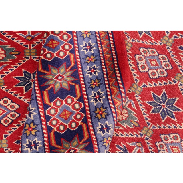 Beige Rustic Shirwan Blue/Beige Wool Rug - 4'4''x5'11'' For Sale - Image 8 of 10