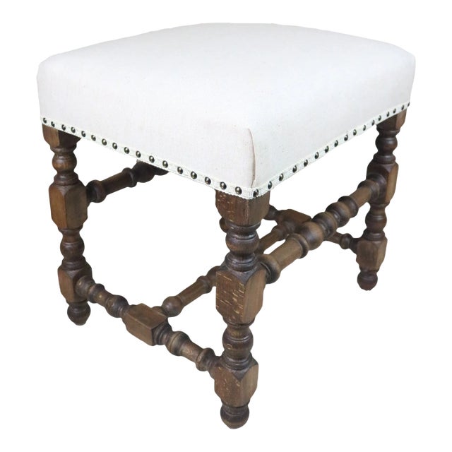 Early 20th Century French Louis XIII Style Stool For Sale