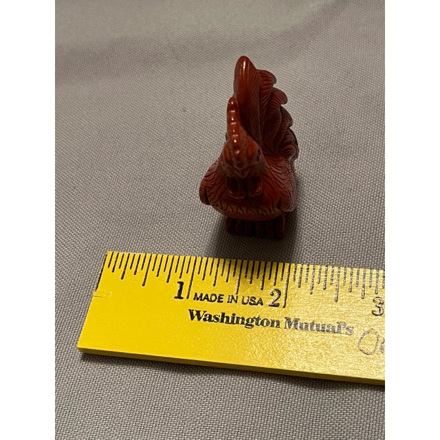 2010s Rooster Chicken Figurine, Red Jasper, Hand Carved, China For Sale - Image 9 of 12