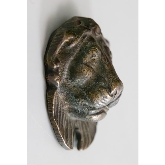Metal 19th Century French Brass Lion Door Knocker For Sale - Image 7 of 9