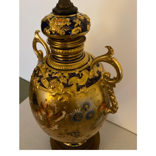 Elegant Cobalt and Gold Encrusted 19th Century Royal Crown Derby Lamp For Sale - Image 12 of 12