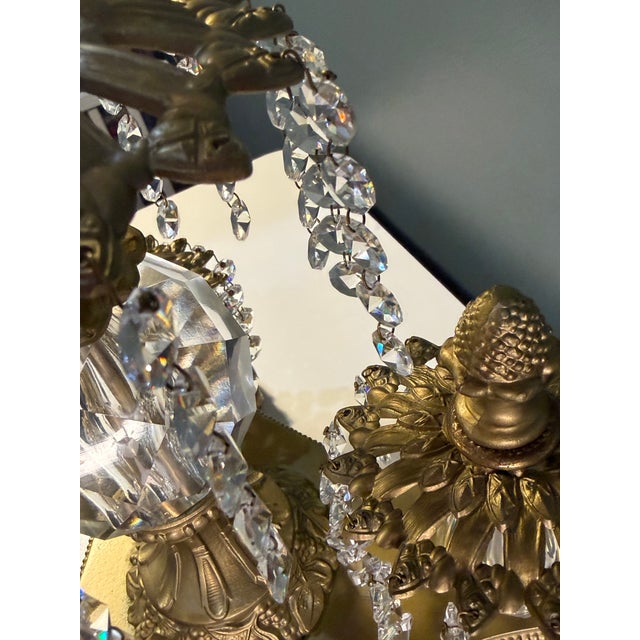 1968 Loevsky & Loevsky Hollywood Regency Vintage Crystal Table Lamps With New Shades — A Pair For Sale - Image 11 of 18