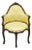 Antique French Louis XV Style Carved Walnut Yellow Fabric Boudoir Lounge Chair For Sale