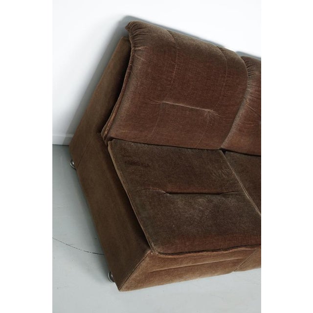 Vintage Brown and Green Velvet Modular Sofa, Set of 3 For Sale - Image 15 of 16