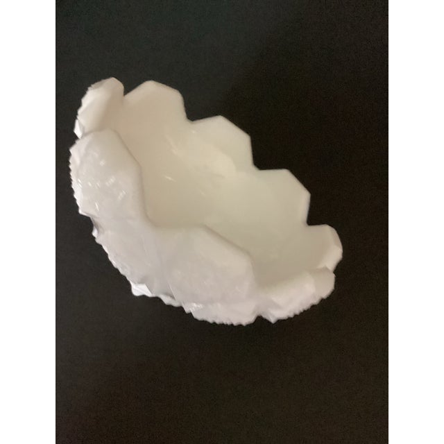 Glass Westmoreland Vintage 1950’s Quilted Milk Glass Covered Candy Jar Round Vanity Jar Floral For Sale - Image 7 of 10