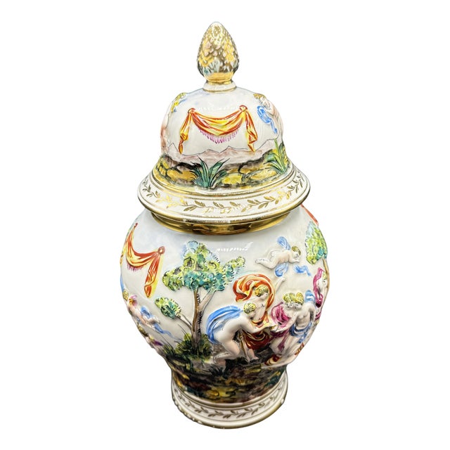 Mythological Ceramic Art Vase attributed to Capodimonte For Sale