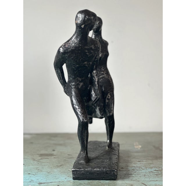 1960s Vintage Brutalist Statue of Running Man & Woman Couple Holding Hands - by Austin Productions 1968 For Sale - Image 5 of 12