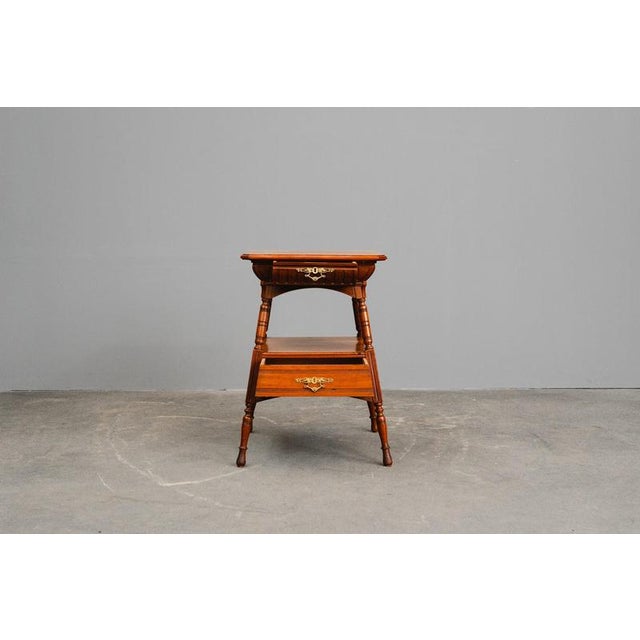 Antique Side Table in Wood and Brass For Sale - Image 9 of 18