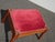 Vintage Oak French Country Rose Colored Velvet Footstool W Decorative Nails For Sale In Los Angeles - Image 6 of 12